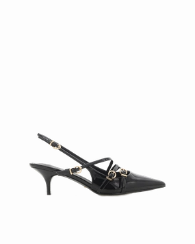 JEANI - BLACK PATENT Casual Day Heels Comfortable Foot Feel