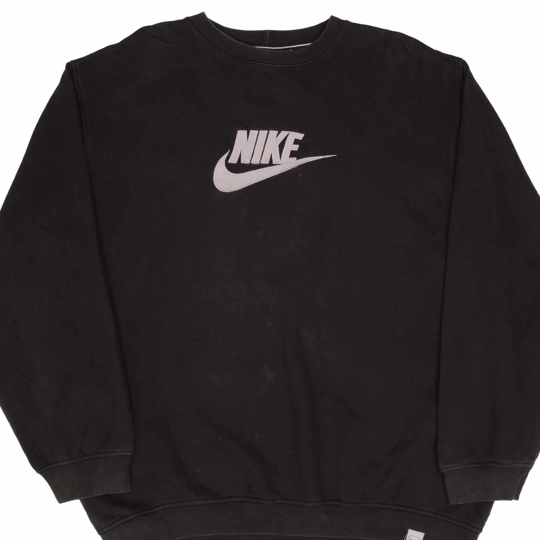 Light Warmth VINTAGE NIKE SWOOSH SPELLOUT BLACK SWEATSHIRT 2000S SIZE 2XL