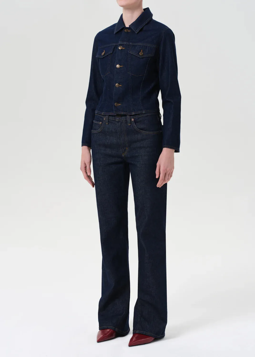 Contoured Jacket in Rinse Game Day Foldable Collar