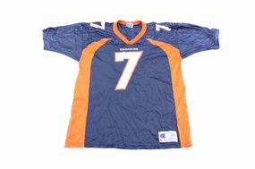 90's Champion Embroidered Logo Denver Broncos John Elway Football Jersey Effortless Comfort Stretchable Side Inserts
