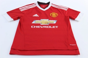 Flexible Comfort Youth Adidas Embroidered Logo Manchester United Striped Soccer Jersey