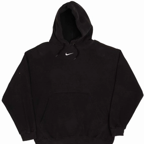 VINTAGE NIKE CENTER SWOOSH BLACK HOODIE 1990S TRAVIS SCOTT SIZE LARGE MADE IN USA product concert wearability