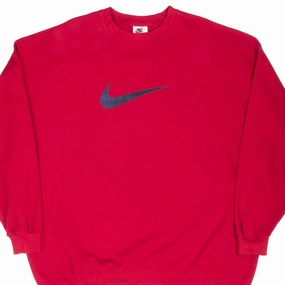 product smooth sleekness right for hot weather VINTAGE NIKE BIG SWOOSH RED SWEATSHIRT 1990S 2XL MADE IN USA