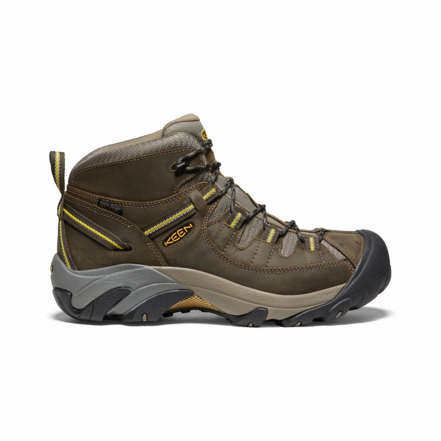 Shock Absorbing Men's Targhee II Mid Waterproof Hiking Boots  |  Black Olive/Yellow