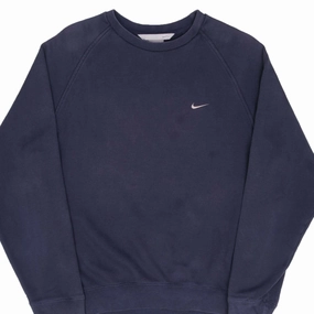Travel Relaxed Unisex Apparel VINTAGE NIKE CLASSIC SWOOSH NAVY BLUE SWEATSHIRT 2000S SIZE MEDIUM