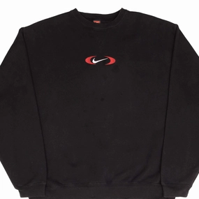 Fresh Minimal VINTAGE NIKE CENTER BIG SWOOSH BLACK SWEATSHIRT 1990S SIZE XL