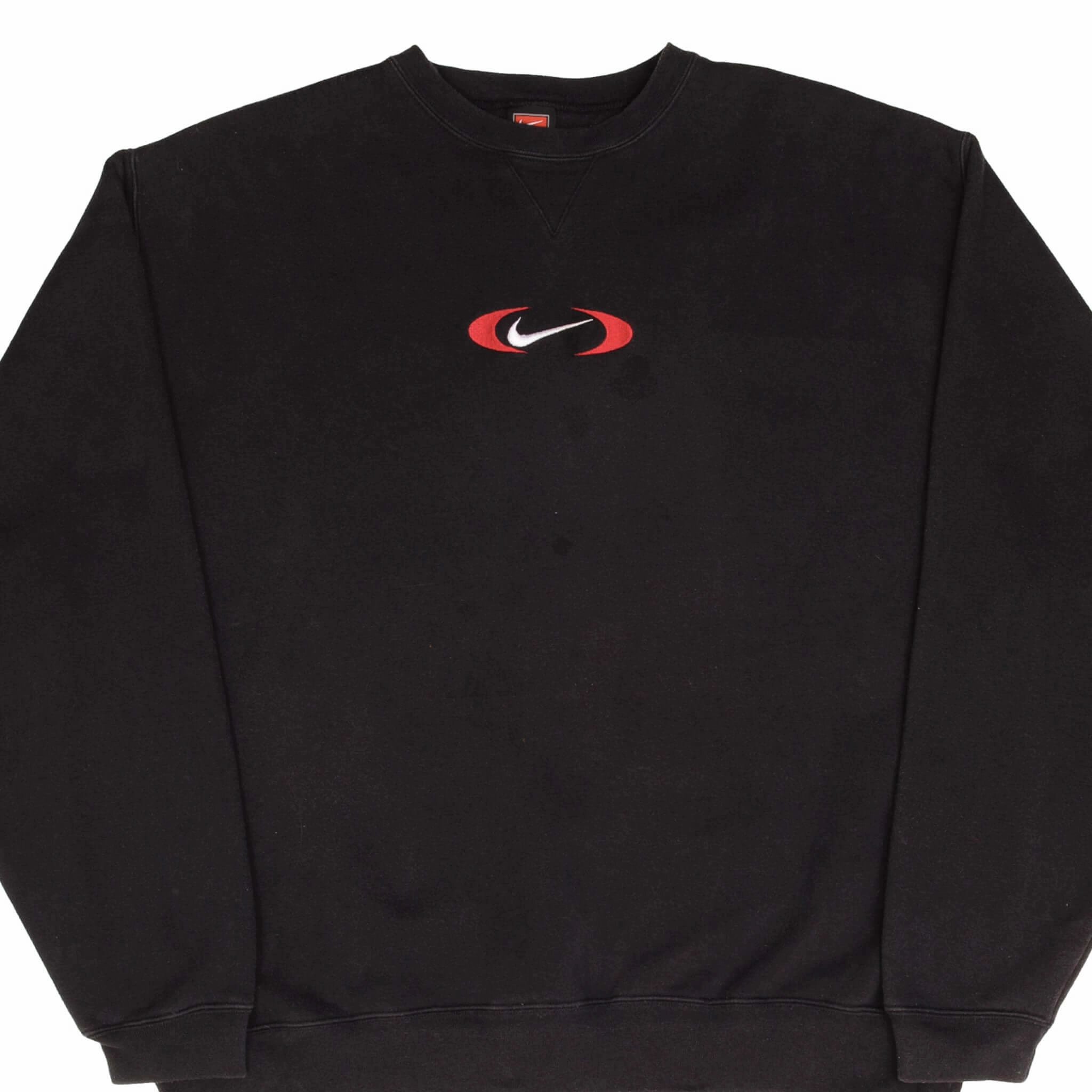 Fresh Minimal VINTAGE NIKE CENTER BIG SWOOSH BLACK SWEATSHIRT 1990S SIZE XL