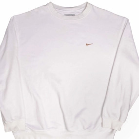 City Fit VINTAGE NIKE CLASSIC SWOOSH WHITE SWEATSHIRT 2000S SIZE 2XL
