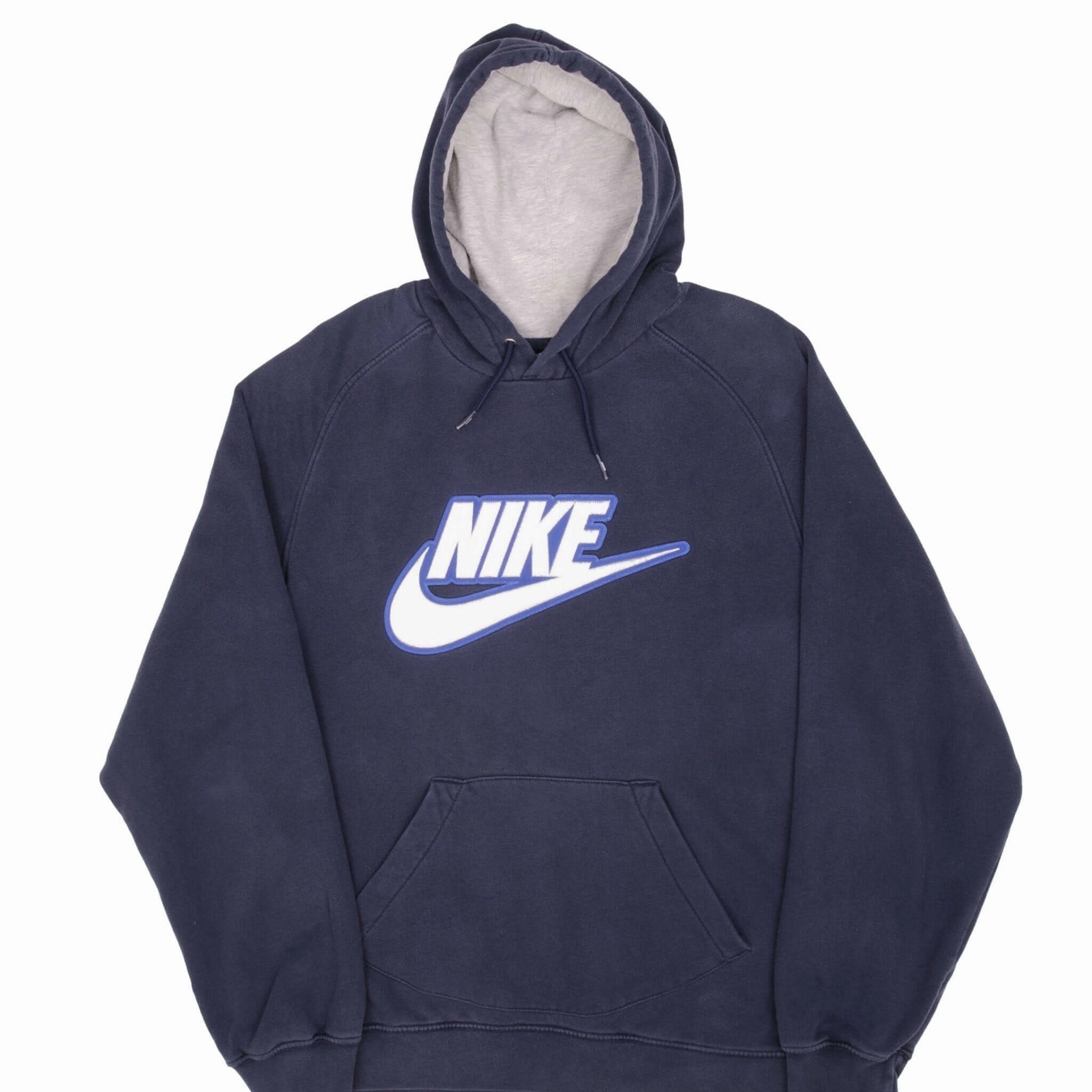 VINTAGE NIKE SPELLOUT SWOOSH NAVY BLUE HOODIE SWEATSHIRT 2000S SIZE LARGE product customization