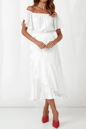 Dalila Dress - White Satin Soft