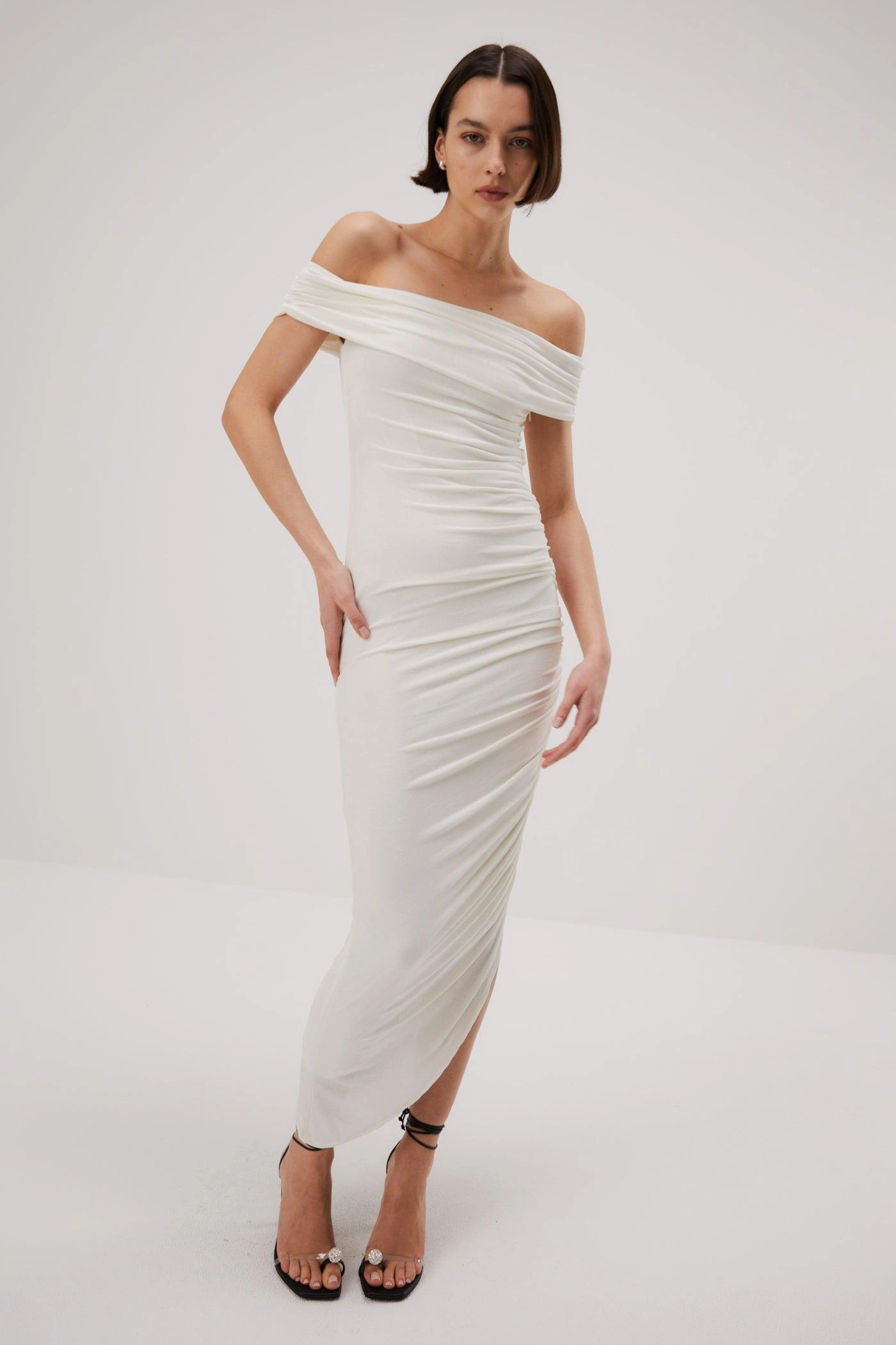 Spring Ready Misha Keoni Slinky Jersey Midi Dress - Ivory