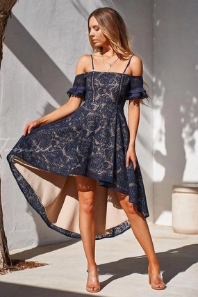 Megan Dress - Navy Soft Material