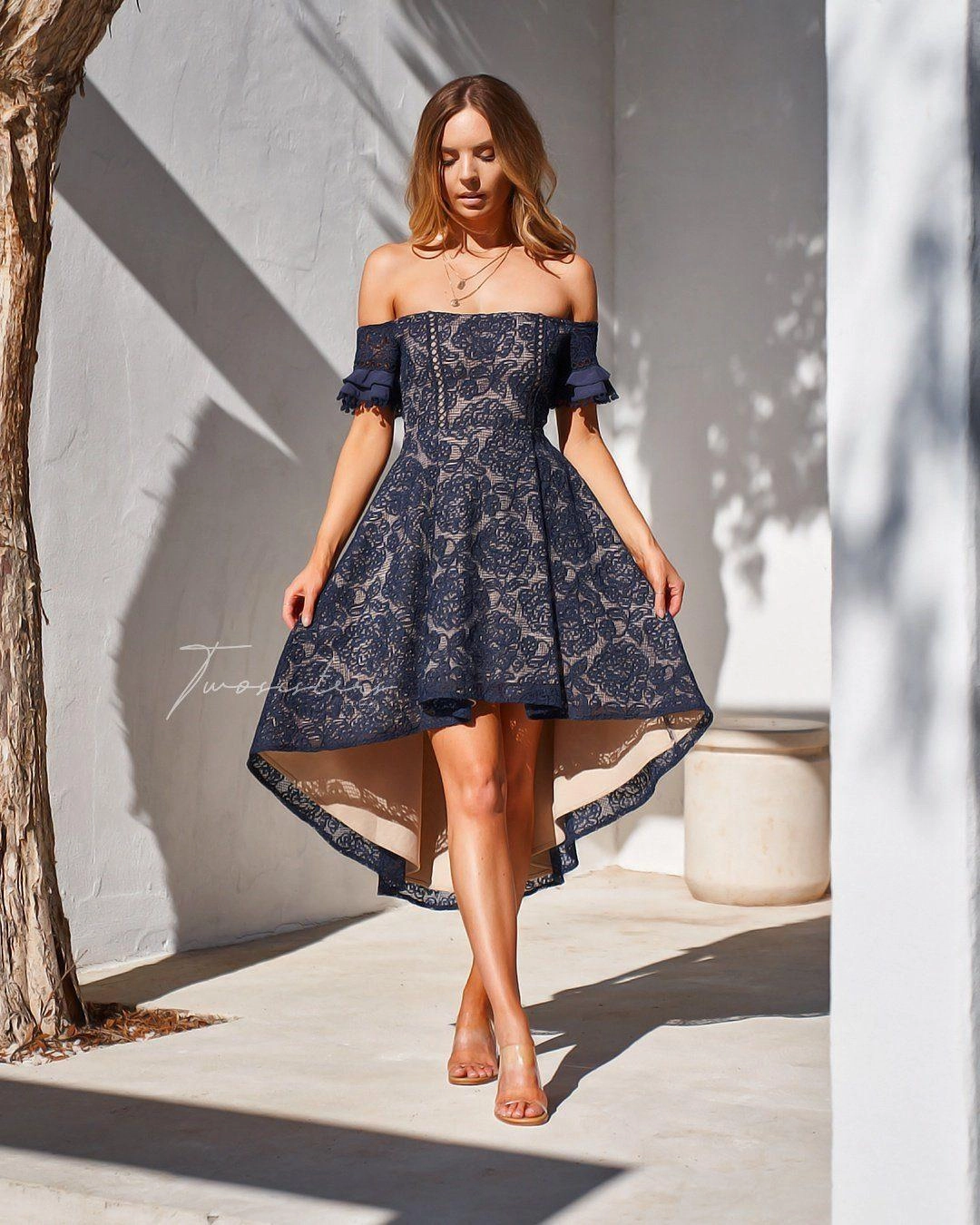 Megan Dress - Navy Soft Lines