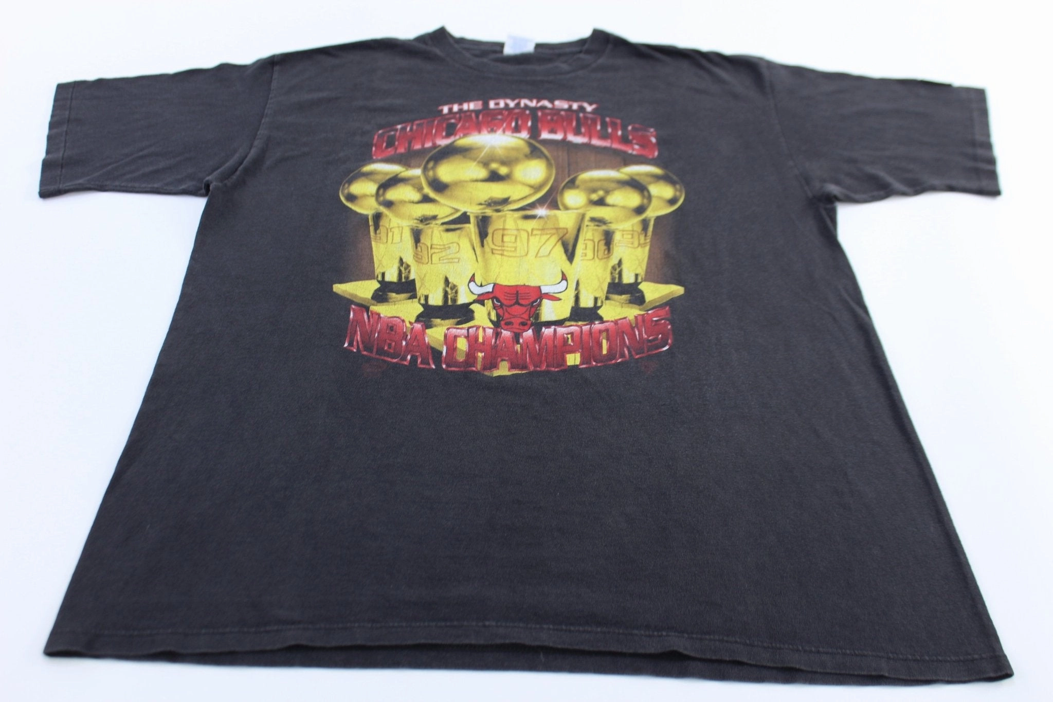 1997 Chicago Bulls Basketball NBA Champions Starter T-Shirt Flexible Collar Adjustable Hem