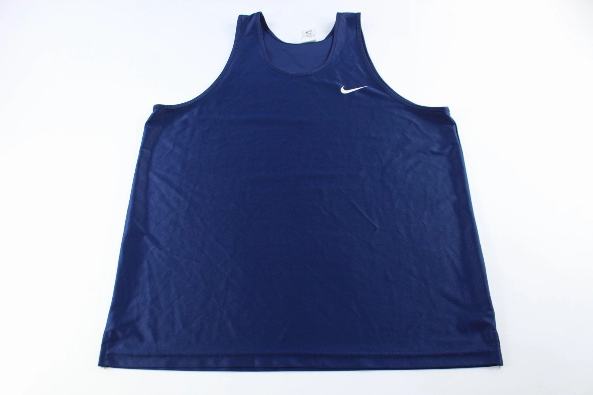 90's Nike Embroidered Logo Navy Blue Athletic Tank Top Movement Support