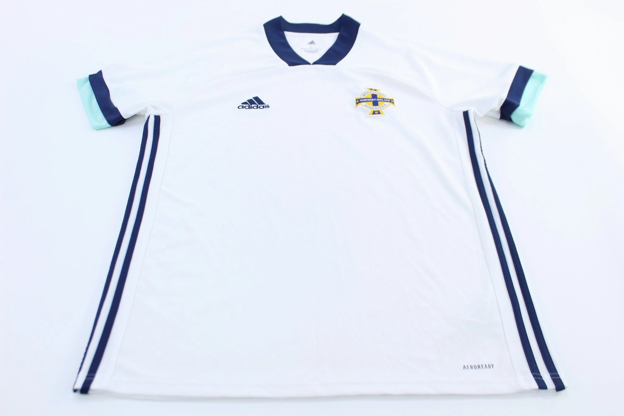 Adidas Embroidered Logo Irish Striped Soccer Jersey Shape Retention Fabric Durable Double Stitching