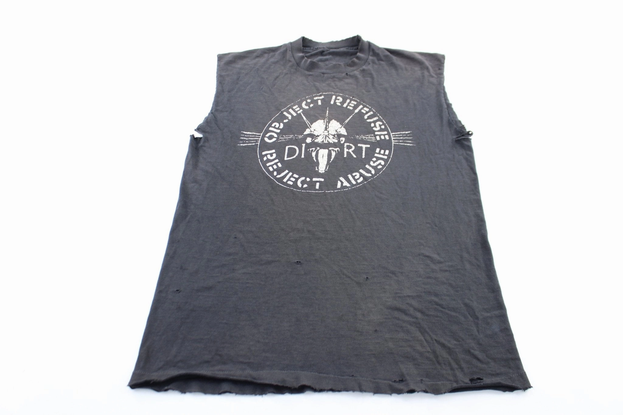 80's Dirt Object Refuse Reject Abuse Punk Rock Band Tank Top Reinforced Hem Structure Flexible Knit Construction