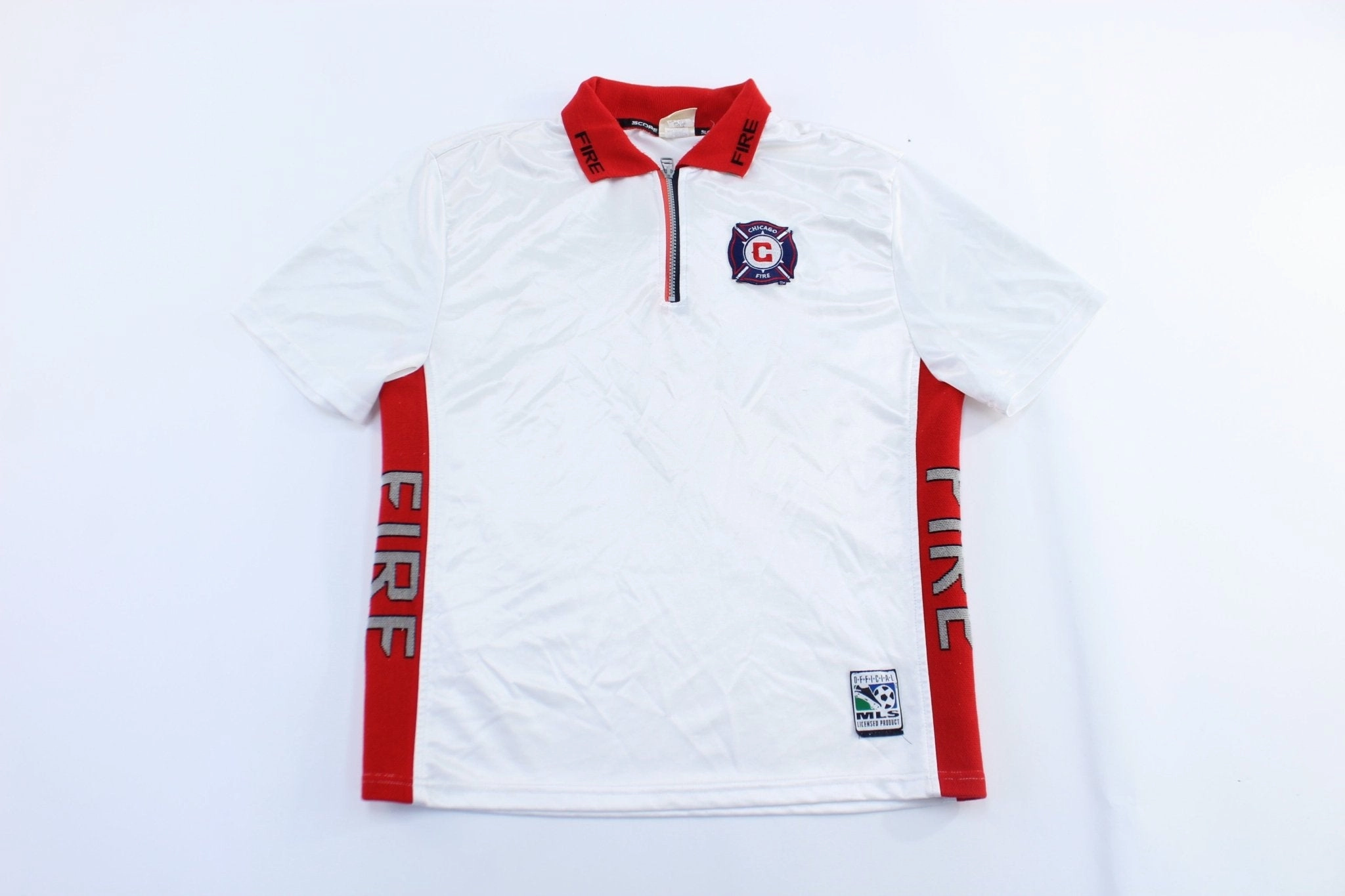 Dynamic Feel 90??s Chicago Fire RED & White MLS Soccer Jersey