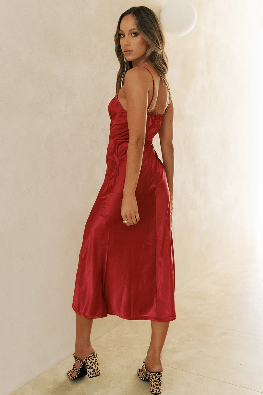 Shay Slip Dress - Red Panelled-Design