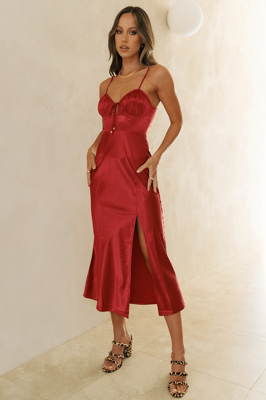 Romantic Mood Shay Slip Dress - Red