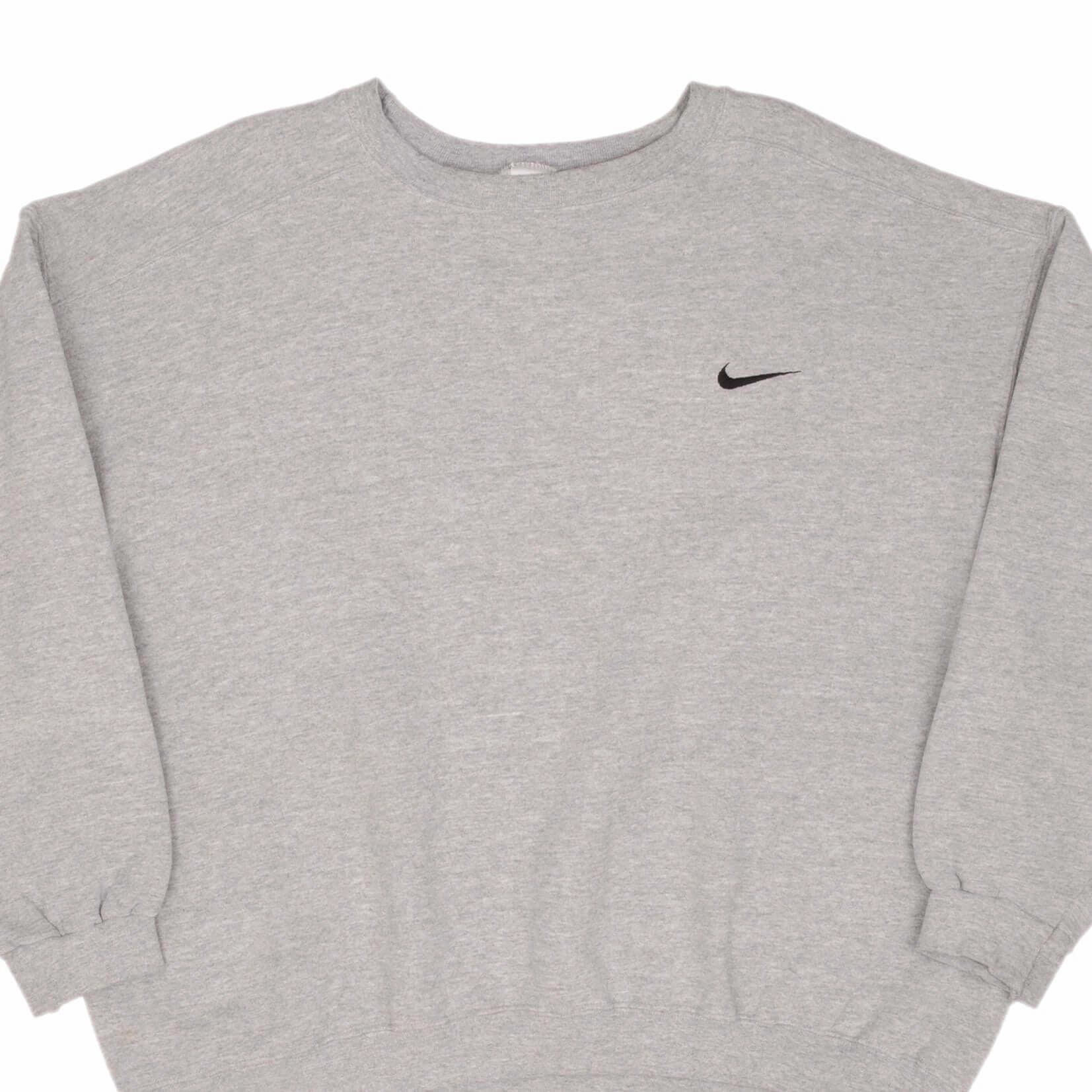 VINTAGE NIKE CLASSIC SWOOSH GRAY SWEATSHIRT 1990S SIZE XL Short Sleeve Long Sleeve