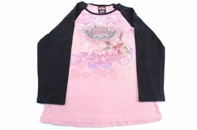 Easy Wear Option Sleek Layers Women's Harley Davidson Motorcycles Syracuse, New York Raglan T-Shirt