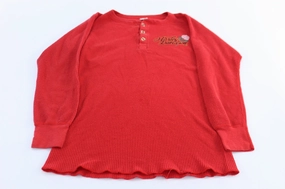 Button Down Urban Streetwear Women's 80's Harley Davidson Red Thermal LS T-shirt