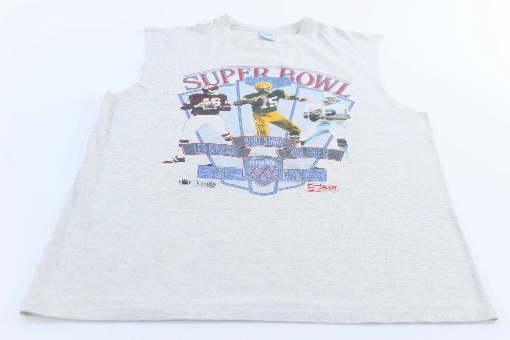 1990 SuperBowl Legends Salem Sportswear Graphic Tank Top Laser Cut Edge Hypoallergenic Processing