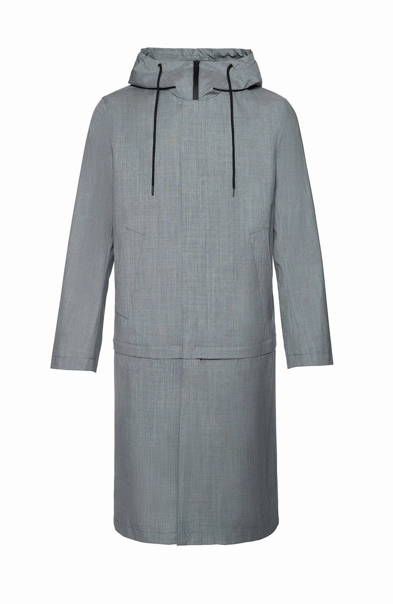 TRENT MODERN FIT LIGHT GREY WATER RESISTANT TOPCOAT UltraQuietMaterial Laser Cut Vents