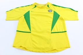 2002 Nike Embroidered Swoosh Logo Brasil Soccer Jersey Endurance Fit