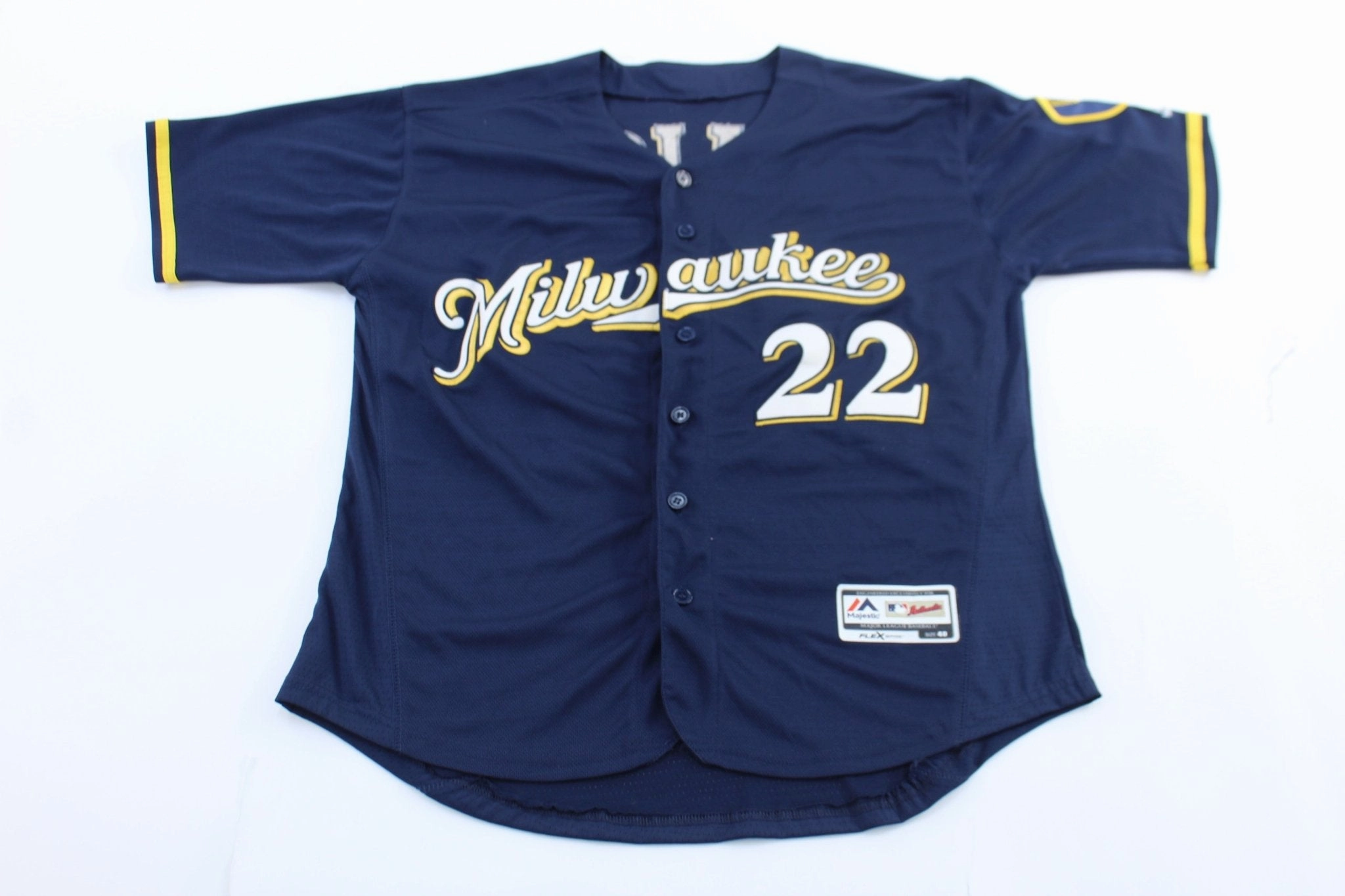Power Comfort Milwaukee Brewers Christian Yelich Embroidered Baseball Jersey