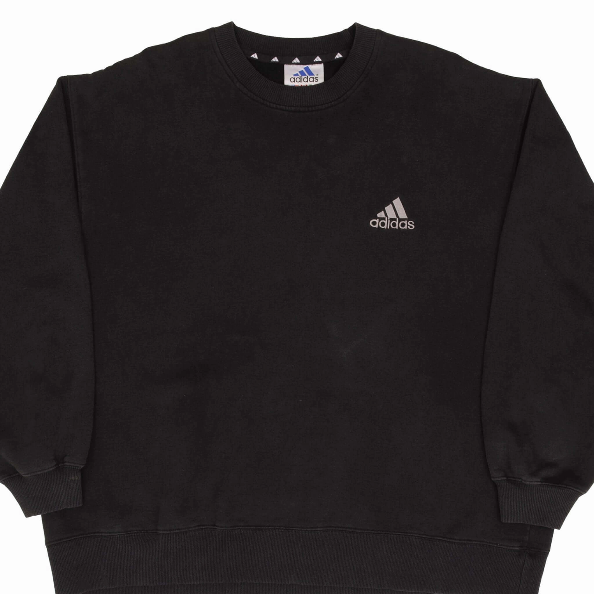 product watch punctuality VINTAGE ADIDAS CLASSIC BLACK CREWNECK SWEATSHIRT 1990S SIZE XL