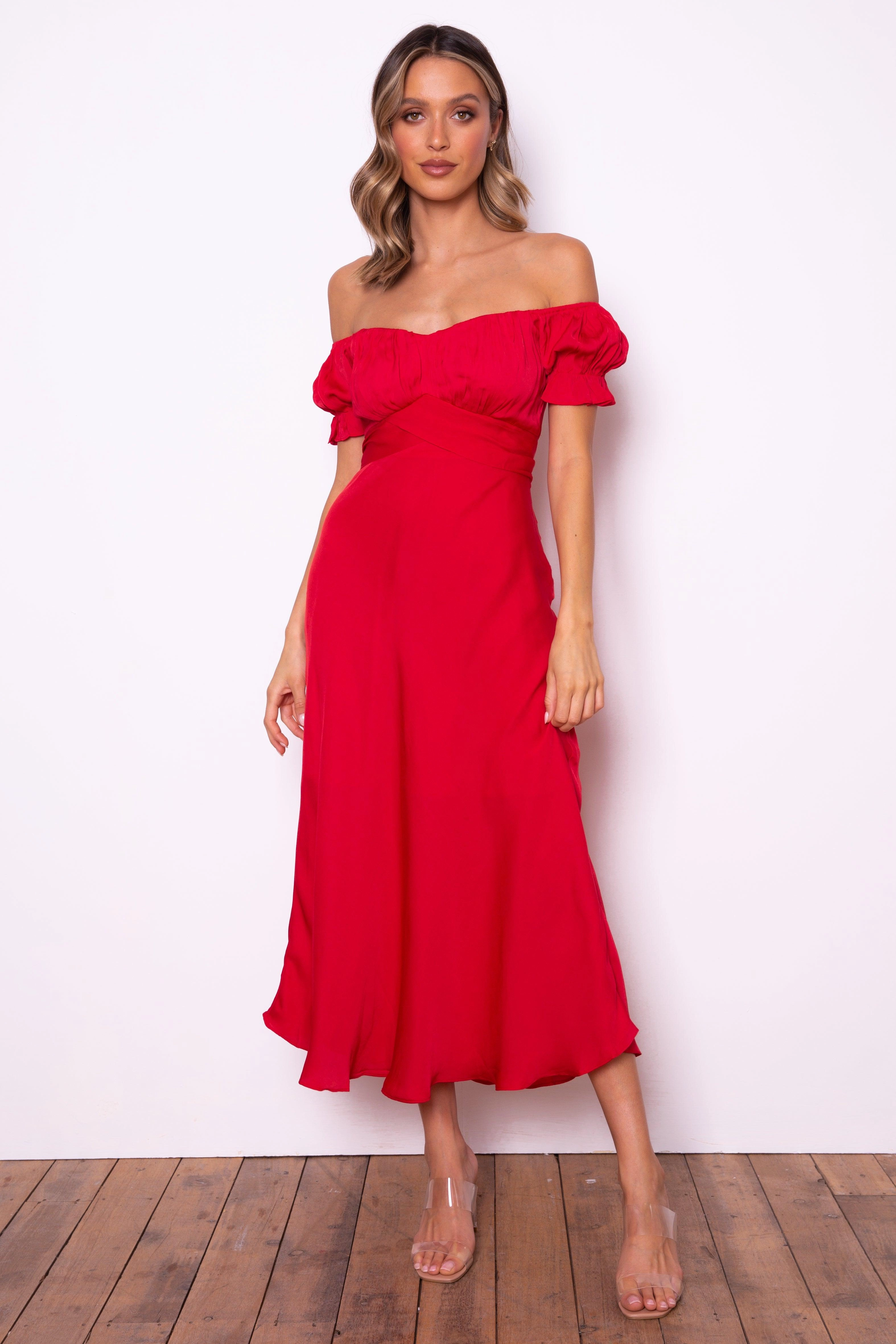 Timeless Waist Samantha Dress - Red