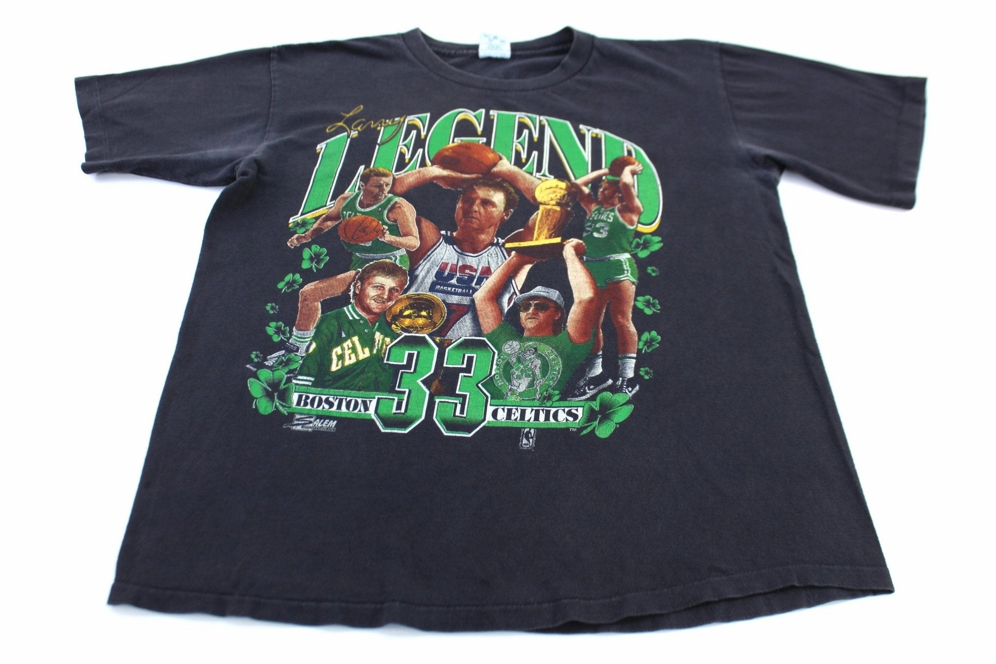Casual Design Fit 1992 Boston Celtics Basketball Larry Bird Statistics T-Shirt