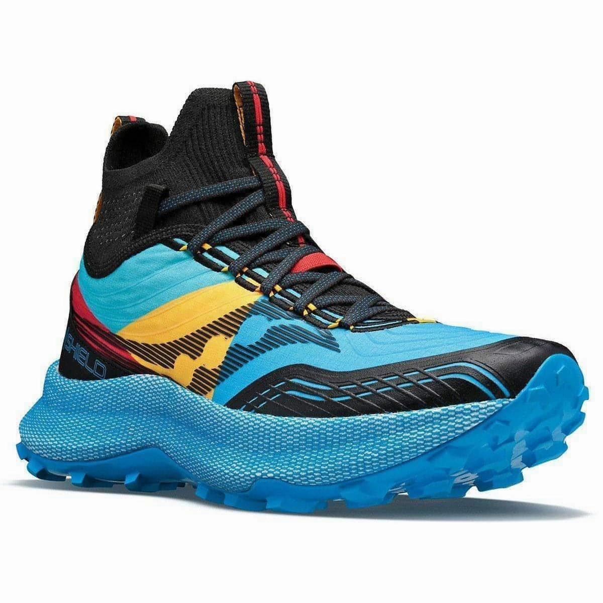 3D Knit Construction Saucony Endorphin Mid Mens Trail Running Shoes - Blue