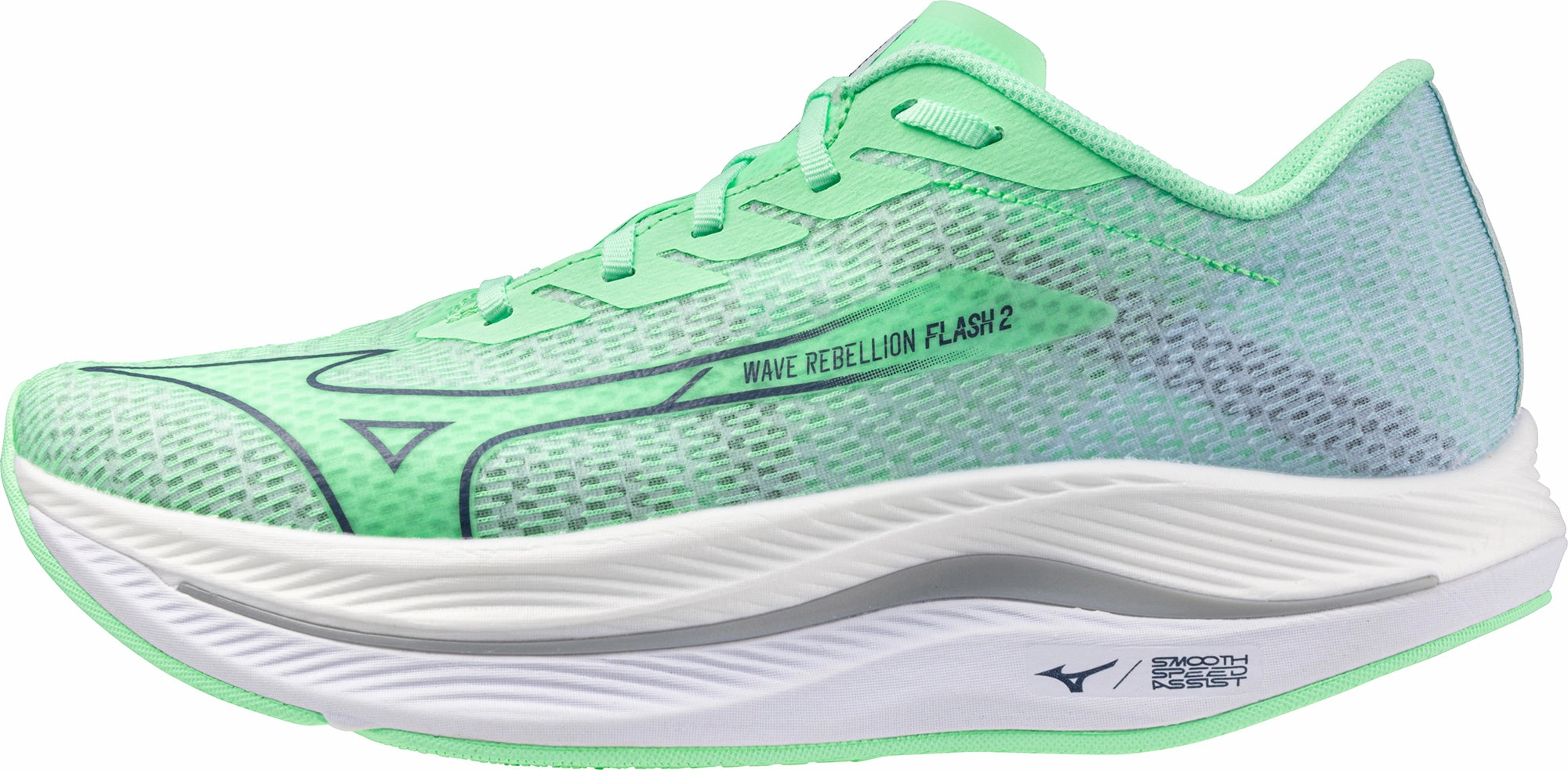 support technology Mizuno Wave Rebellion Flash 2 Mens Running Shoes - Green