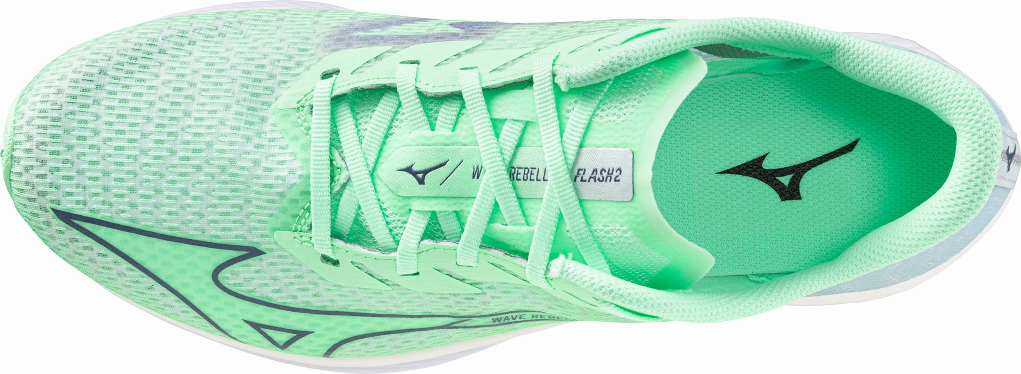 Mizuno Wave Rebellion Flash 2 Mens Running Shoes - Green rigid sole shoes running - performance