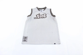 Y2K Lost Enterprises Embroidered Striped Basketball Jersey Fade Resistant Finish Compact Yarn Durability