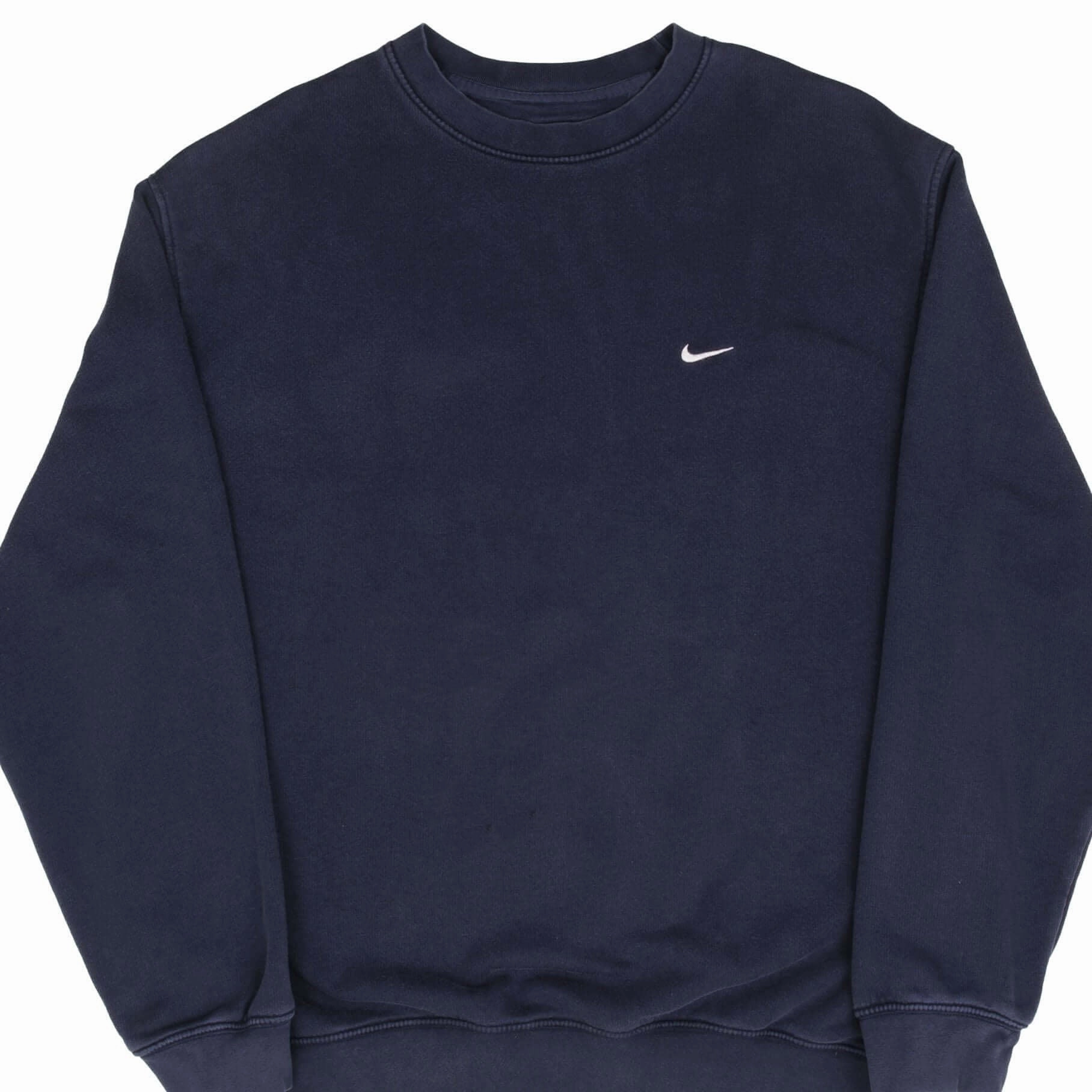 VINTAGE NIKE CLASSIC SWOOSH NAVY BLUE SWEATSHIRT 2000S SIZE LARGE Comfy Apparel City Style