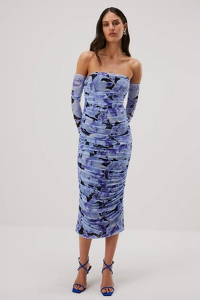 Kind Light Misha Cosimo Mesh Dress With Gloves - Water Color Floral