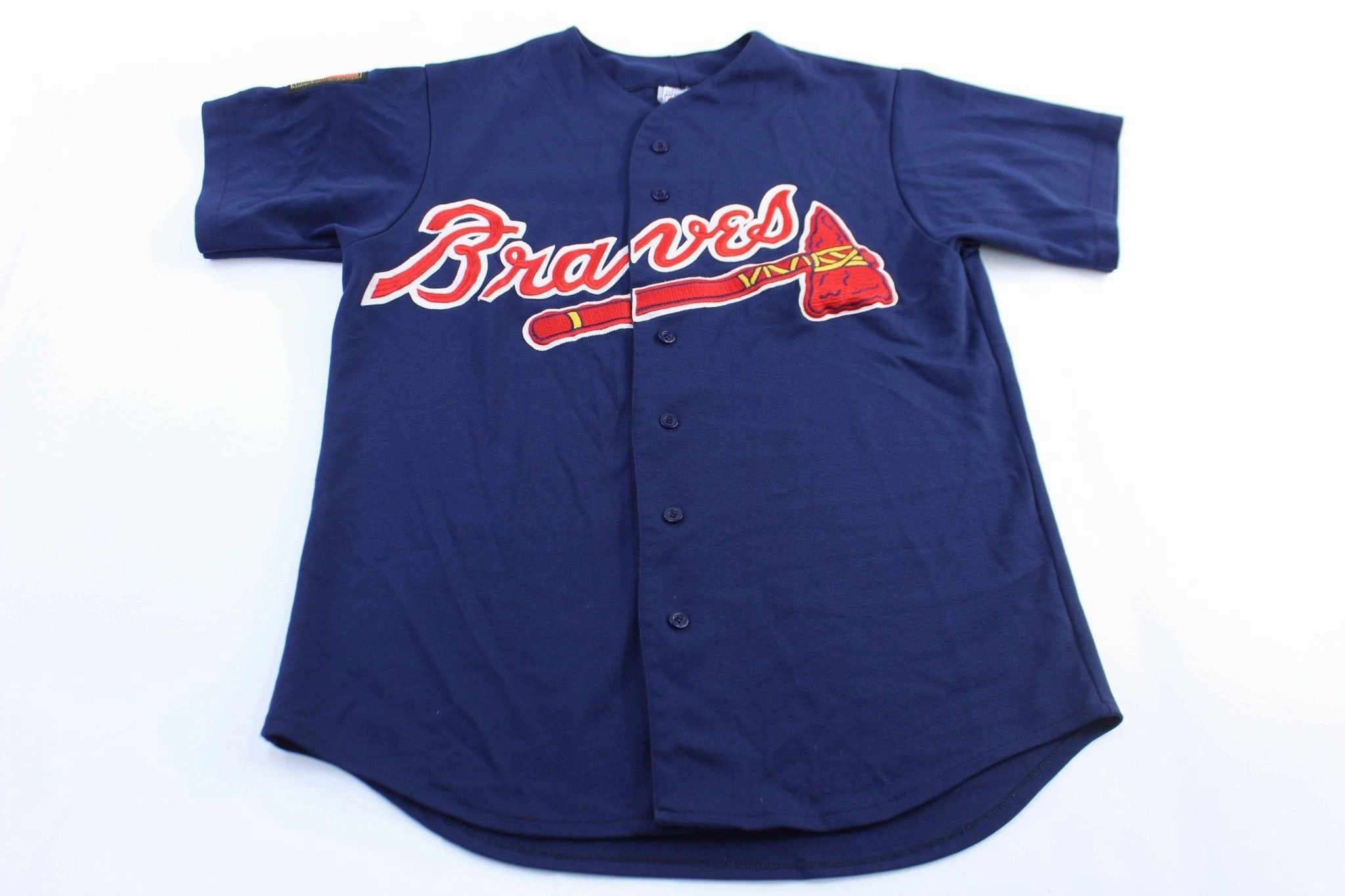 Majestic Embroidered Atlanta Braves 125th Anniversary Baseball Jersey High Visibility Details Dual Layer