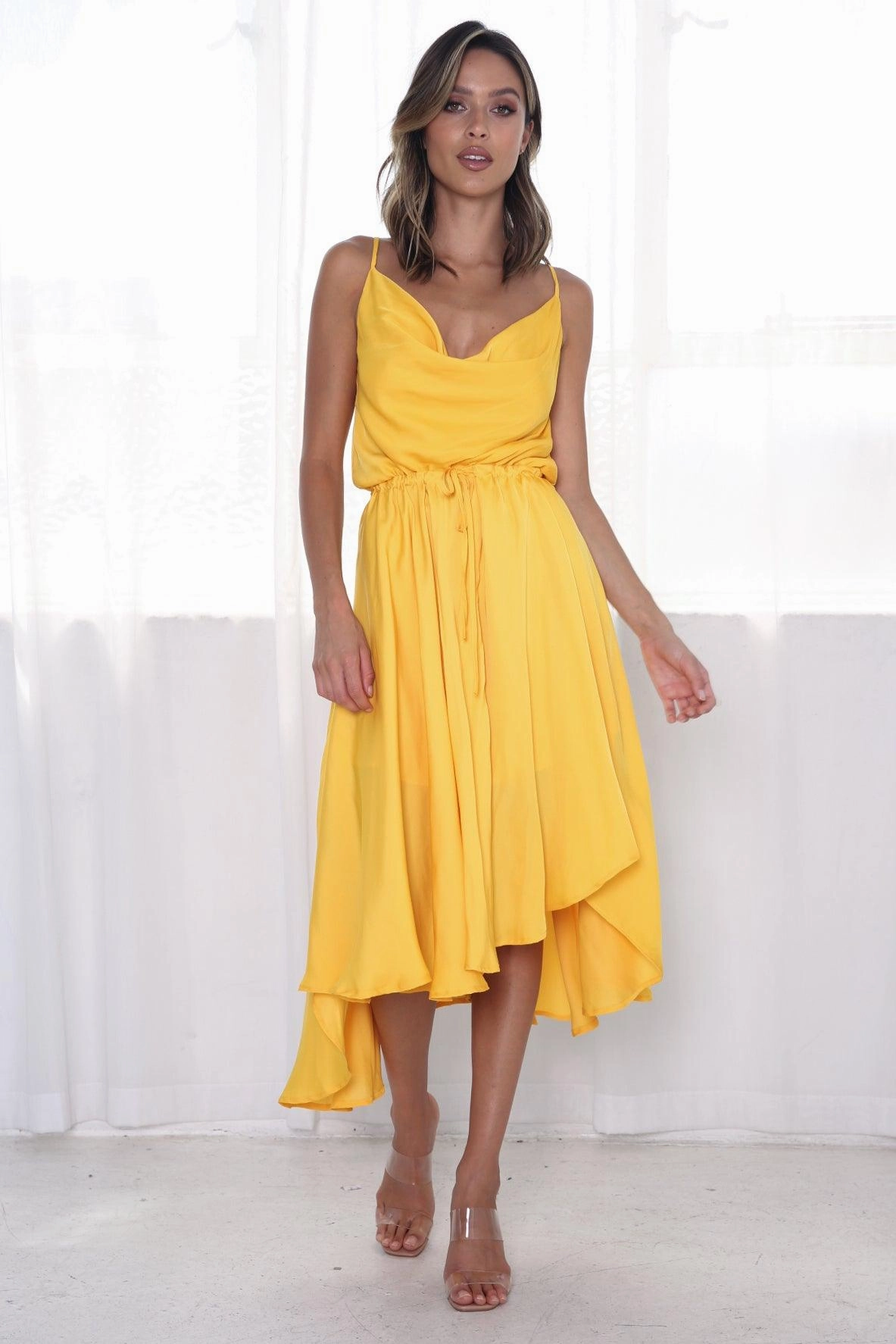 Flowy Texture Classic Movement Sunshine Midi Dress - Mango