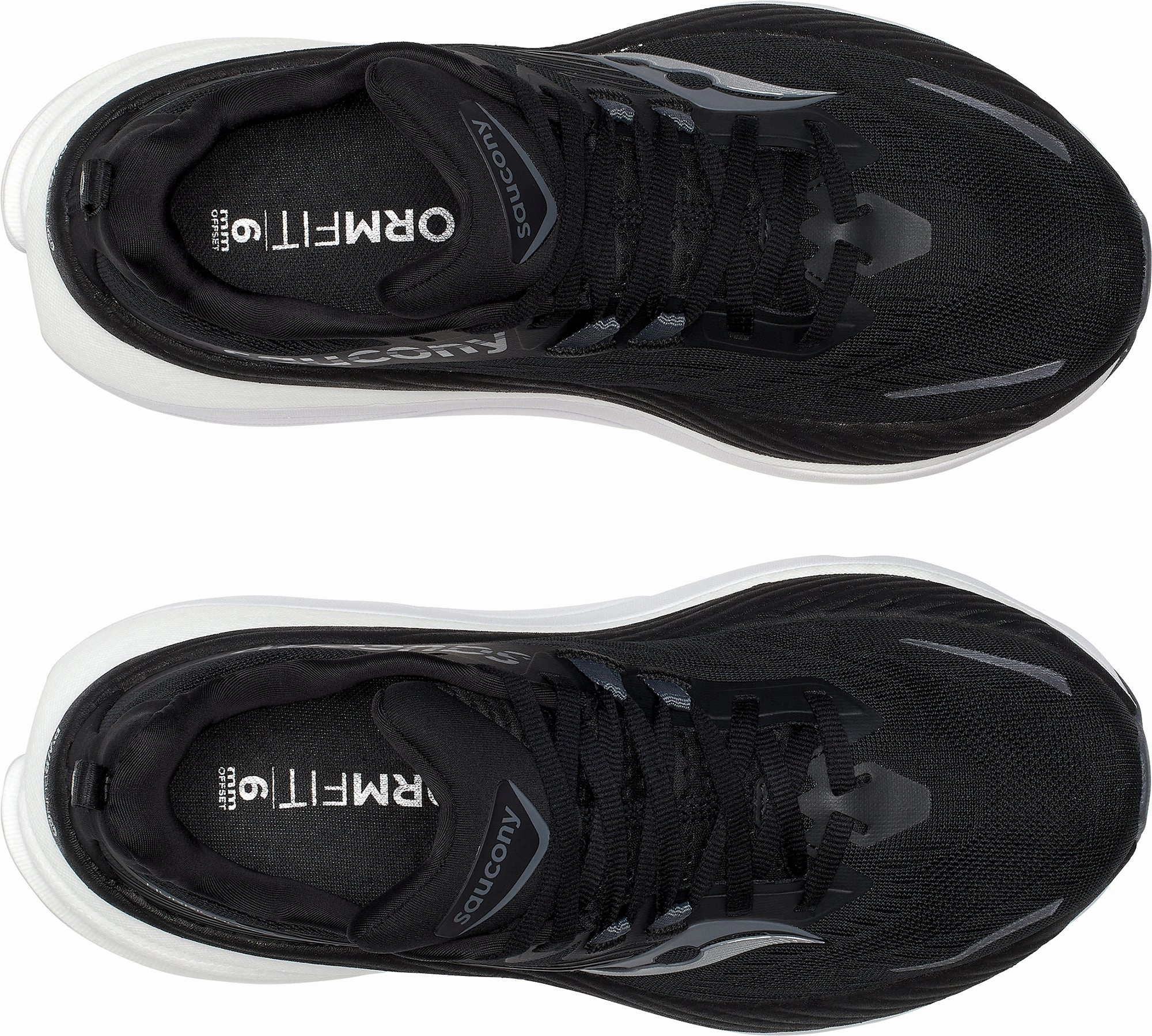 Rockered Sole Saucony Hurricane 24 Womens Running Shoes - Black