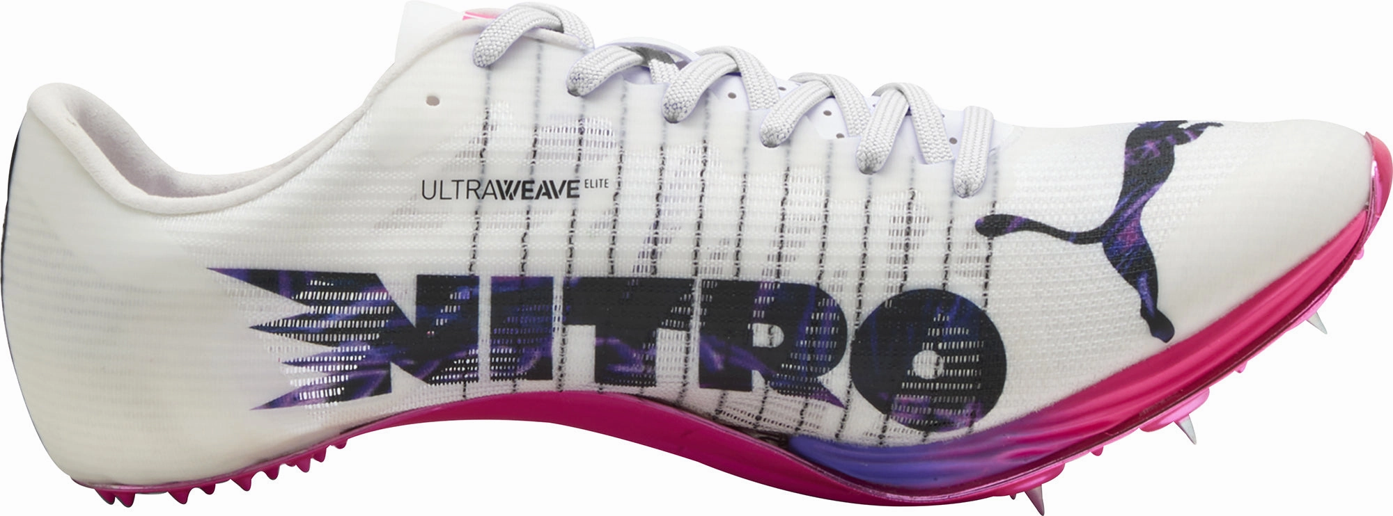 Puma evoSpeed Sprint Nitro Elite 2 Running Spikes - White AdjustableStrap Lightweight Frame