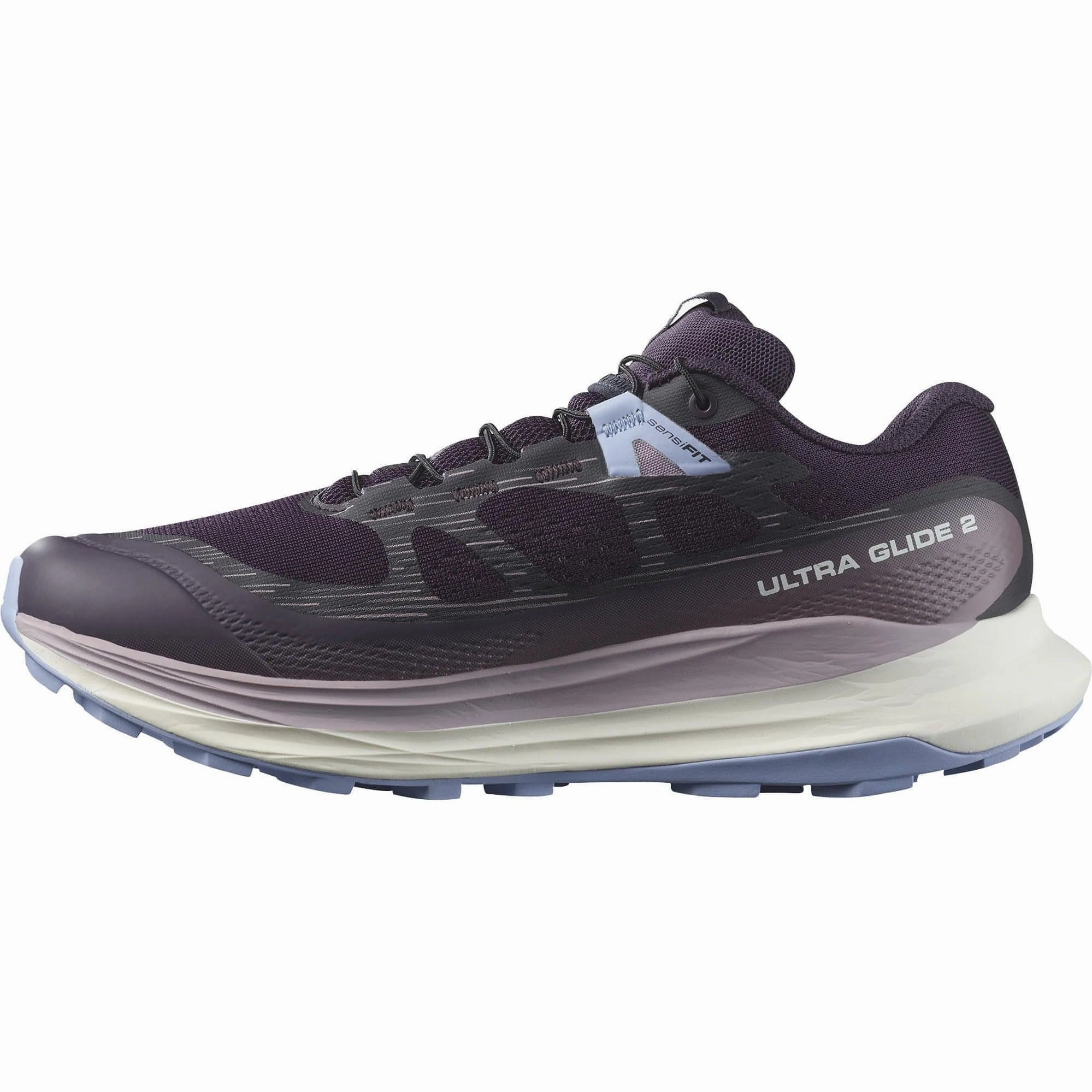 running in mud shoes Lace Closure System Salomon Ultra Glide 2 Womens Trail Running Shoes - Purple