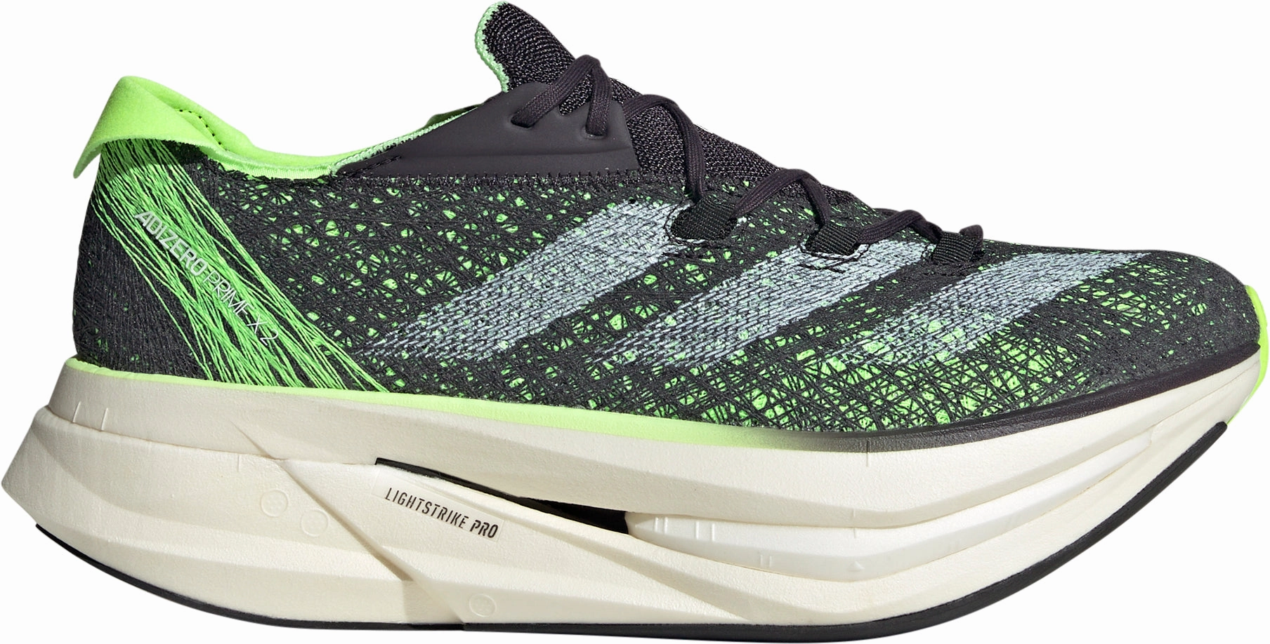 adidas Adizero Prime X 2.0 Strung Running Shoes - Black Hyper Elastic Boundary Elastic Lace System