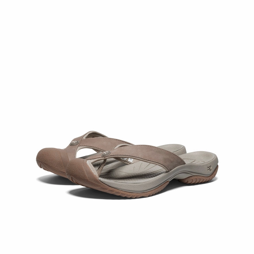 lace up closure Stable Steps Men's Waimea Leather Flip-Flop  |  Brindle/Birch