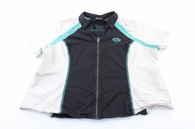 Women's Harley Davidson Motorcycles Embroidered Zip Up T-Shirt Contrast Inner Binding Breathable Design Wear