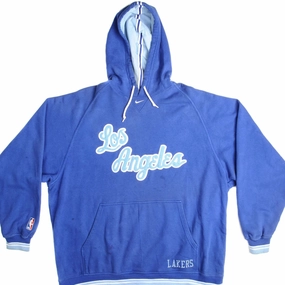 Washable VINTAGE NIKE NBA LOS ANGELES LAKERS CENTER SWOOSH HOODIE SWEATSHIRT SIZE XL 1990s