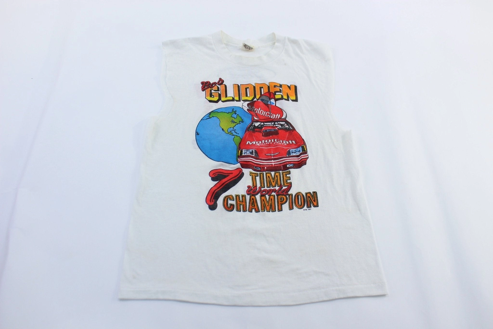 Tagless Label Design 1987 Bob Glidden 7 Time World Champion Graphic Tank Top